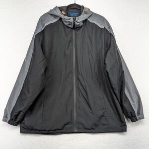 Mack Russo Mens‎ XL Black Gray Full Zip Hooded Lightweight Windbreaker Jacket